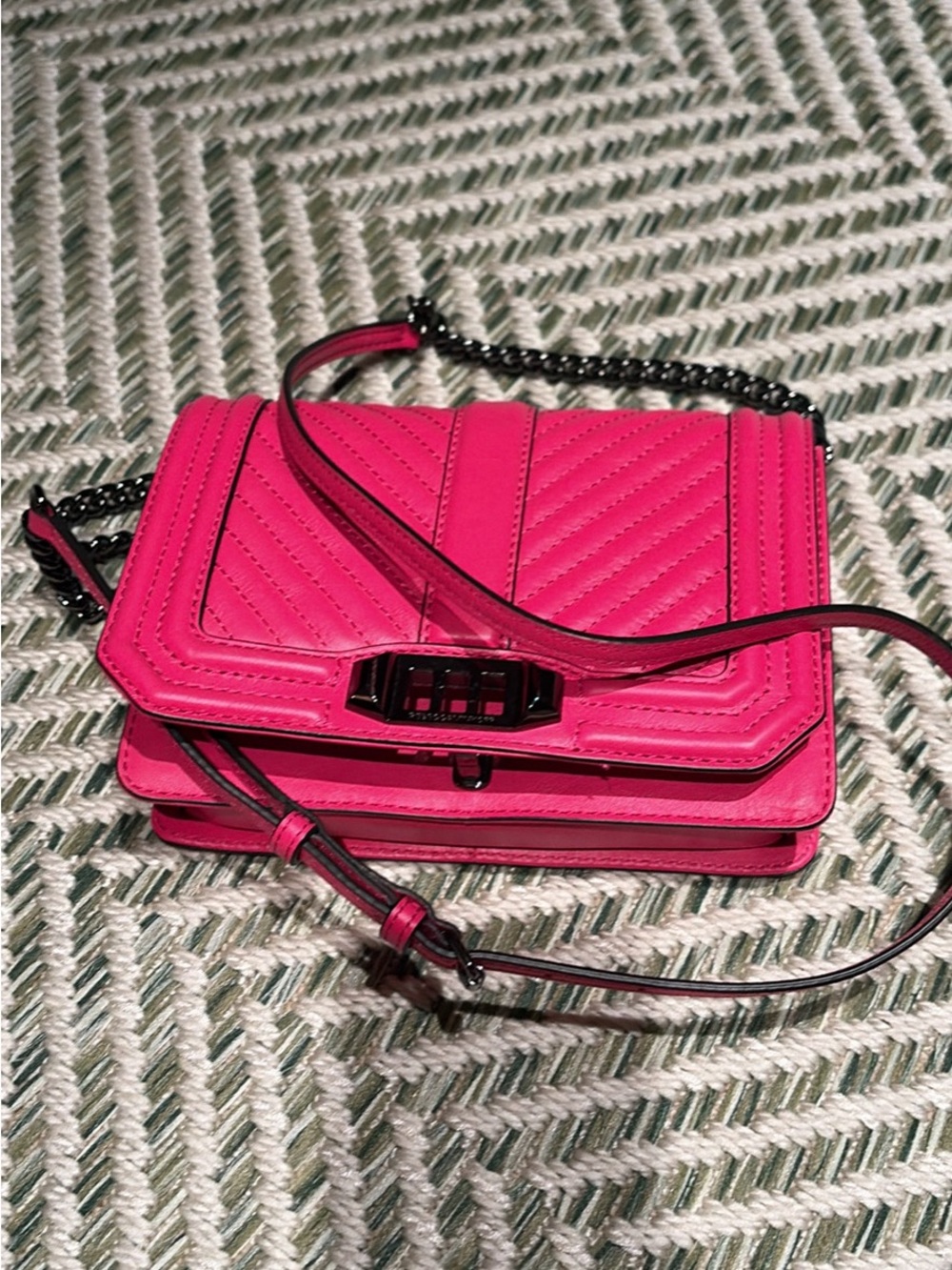 Rebecca Minkoff Vibrant Pink Quilted Crossbody with Chain